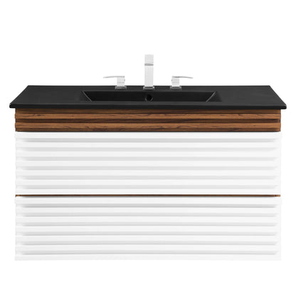 Modway Outlet Render 36" Wall-Mount Bathroom Vanity by Modway  Bathroom Furniture White Walnut Black - EEI-5395-WHI-WAL-BLK