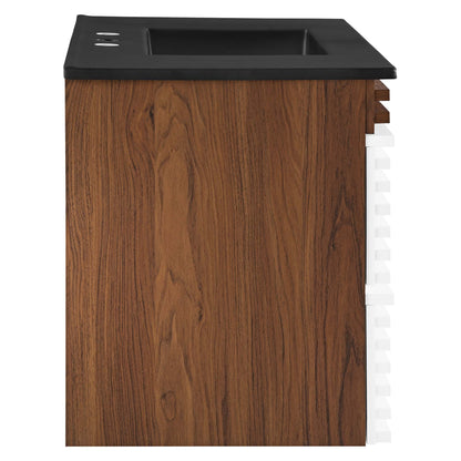 Modway Outlet Render 36" Wall-Mount Bathroom Vanity by Modway  Bathroom Furniture White Walnut Black - EEI-5395-WHI-WAL-BLK