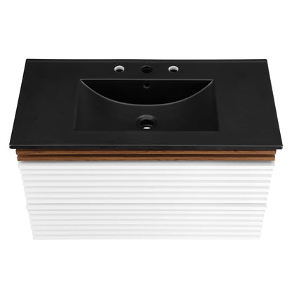 Modway Outlet Render 36" Wall-Mount Bathroom Vanity by Modway  Bathroom Furniture White Walnut Black - EEI-5395-WHI-WAL-BLK