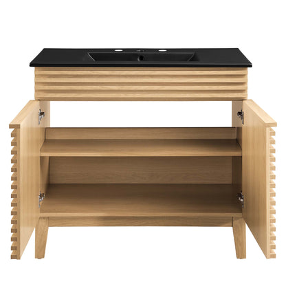 Modway - Render 36" Bathroom Vanity by Modway  Bathroom Vanities Black - EEI-5396-OAK-BLK