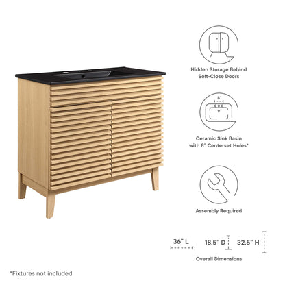 Modway - Render 36" Bathroom Vanity by Modway  Bathroom Vanities Black - EEI-5396-OAK-BLK