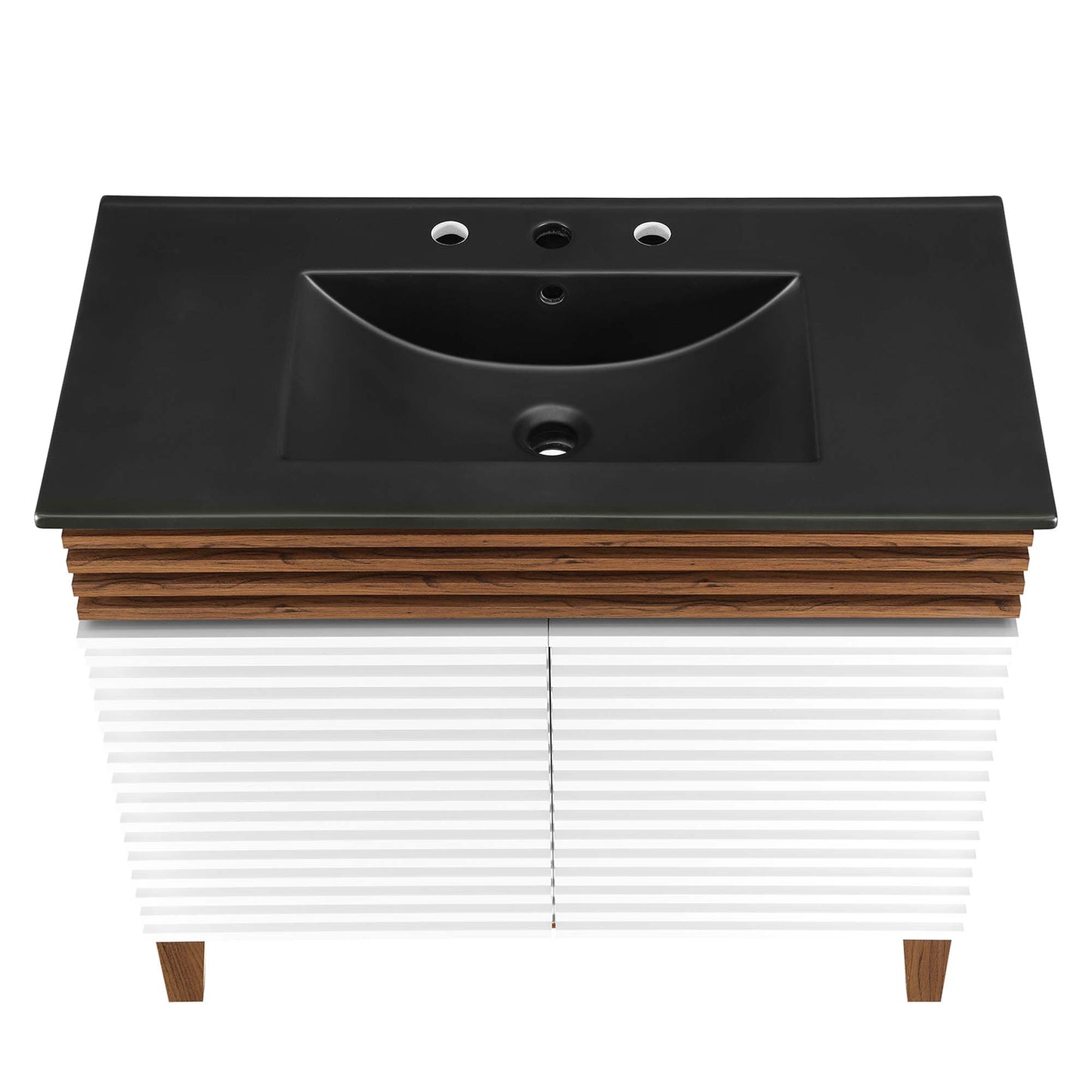 Modway Outlet Render 36" Bathroom Vanity by Modway  Bathroom Furniture White Walnut Black - EEI-5396-WHI-WAL-BLK