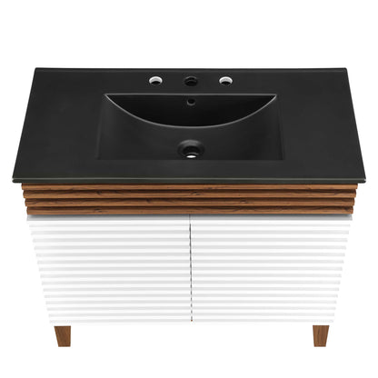Modway Outlet Render 36" Bathroom Vanity by Modway  Bathroom Furniture White Walnut Black - EEI-5396-WHI-WAL-BLK