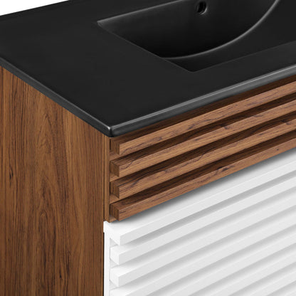 Modway Outlet Render 36" Bathroom Vanity by Modway  Bathroom Furniture White Walnut Black - EEI-5396-WHI-WAL-BLK