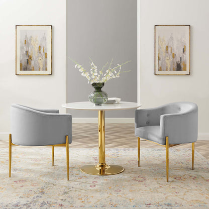 Savour tufted performance velvet accent chairs, set of 2, light gray