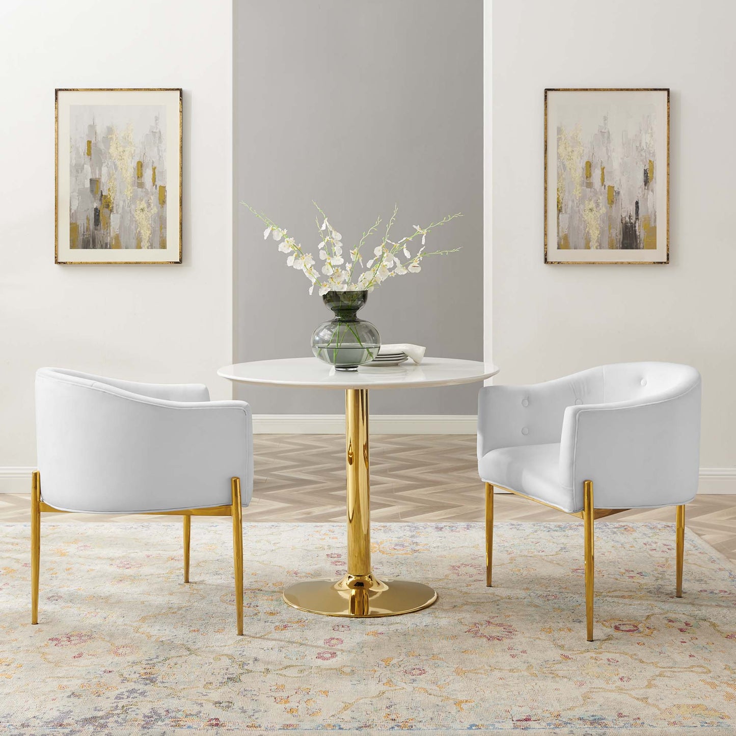 Modway Outlet Savour Tufted Performance Velvet Accent Chairs Set of 2 by Modway  Living Room Furniture White - EEI-5415-WHI