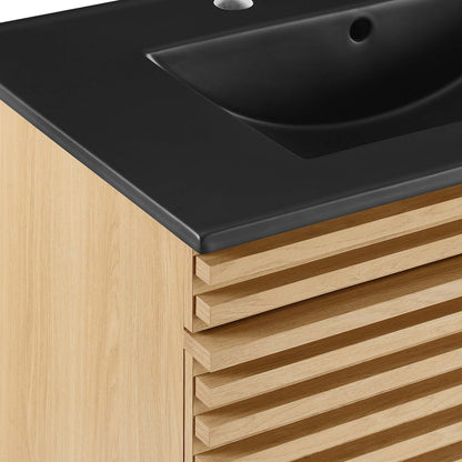 Modway - Render 30" Wall-Mount Bathroom Vanity by Modway  Bathroom Vanities Black - EEI-5417-OAK-BLK