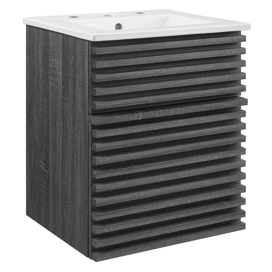 Modway Outlet Render 18" Wall-Mount Bathroom Vanity by Modway  Bathroom Furniture Charcoal White - EEI-5419-CHA-WHI