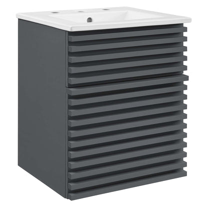 Modway Outlet Render 18" Wall-Mount Bathroom Vanity by Modway  Bathroom Furniture Gray White - EEI-5419-GRY-WHI