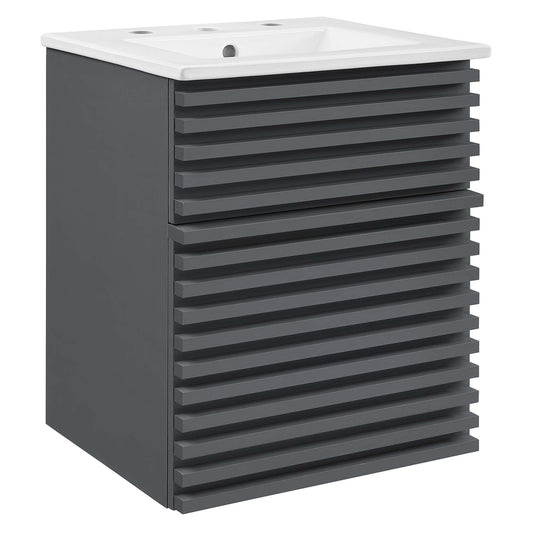 Modway Outlet Render 18" Wall-Mount Bathroom Vanity by Modway  Bathroom Furniture Gray White - EEI-5419-GRY-WHI