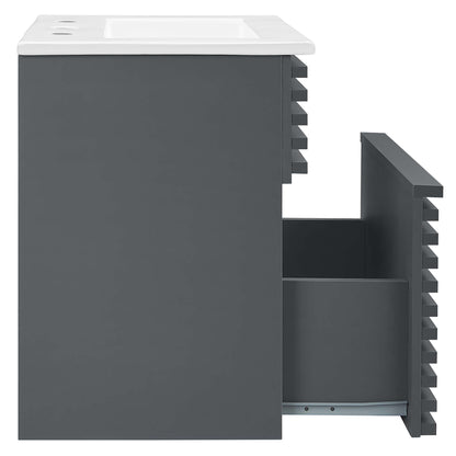 Modway Outlet Render 18" Wall-Mount Bathroom Vanity by Modway  Bathroom Furniture Gray White - EEI-5419-GRY-WHI