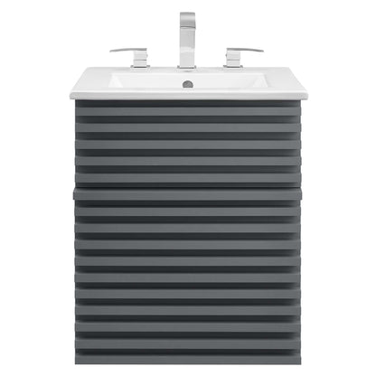 Modway Outlet Render 18" Wall-Mount Bathroom Vanity by Modway  Bathroom Furniture Gray White - EEI-5419-GRY-WHI