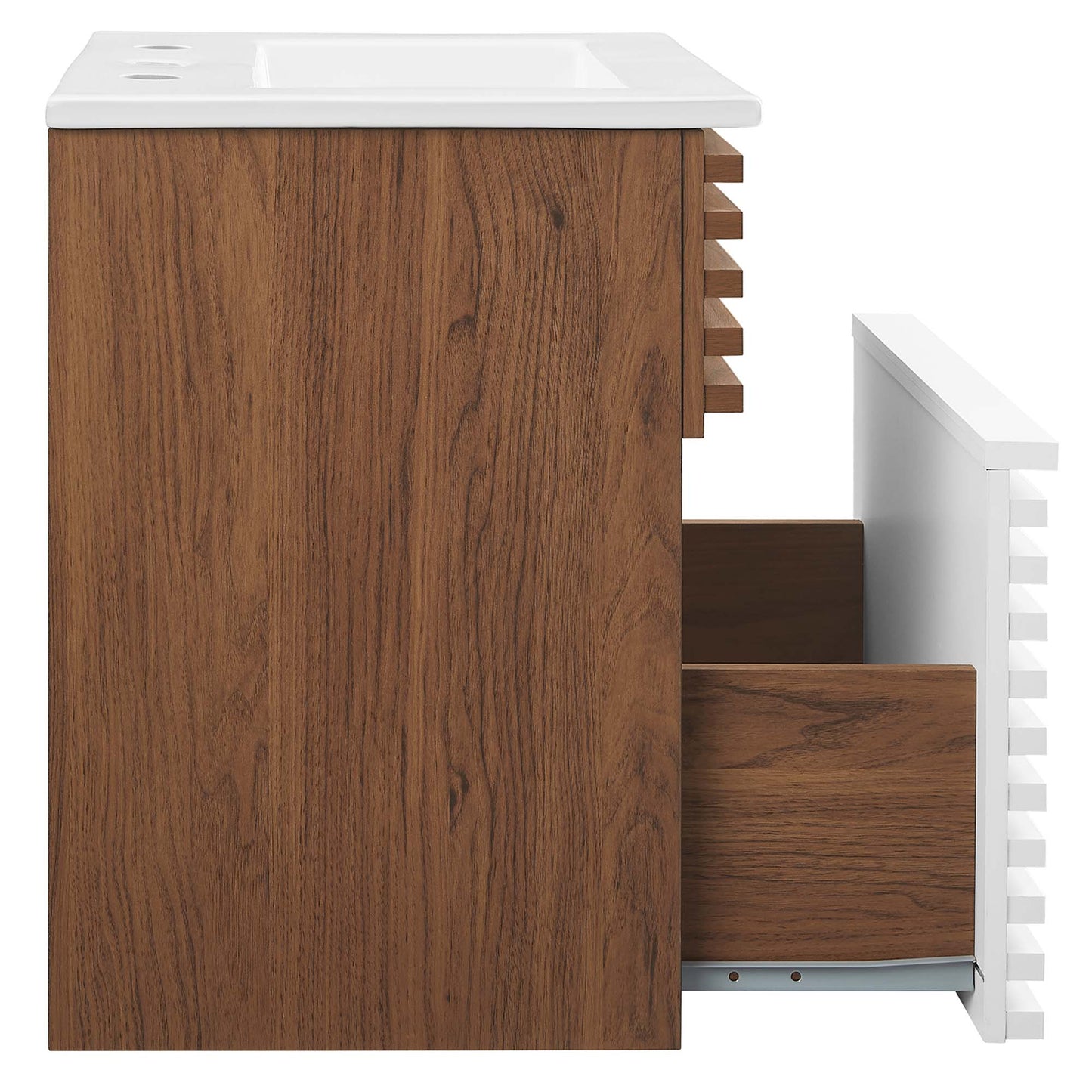 Modway Outlet Render 18" Wall-Mount Bathroom Vanity by Modway  Bathroom Furniture White Walnut White - EEI-5419-WHI-WAL-WHI