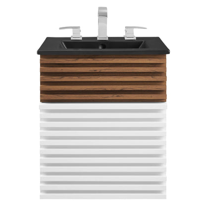 Modway Outlet Render 18" Wall-Mount Bathroom Vanity by Modway  Bathroom Furniture White Walnut White - EEI-5419-WHI-WAL-WHI