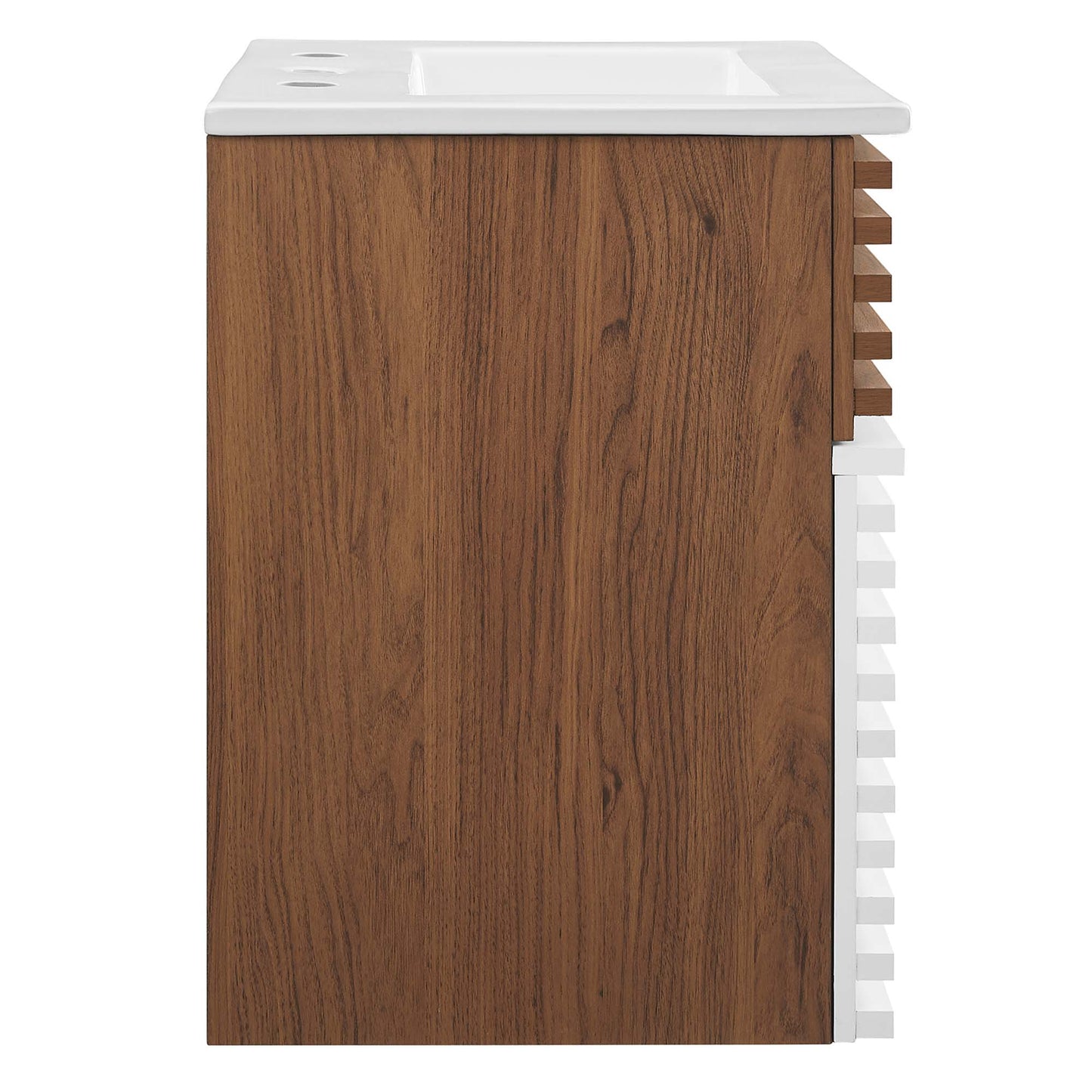 Modway Outlet Render 18" Wall-Mount Bathroom Vanity by Modway  Bathroom Furniture White Walnut White - EEI-5419-WHI-WAL-WHI
