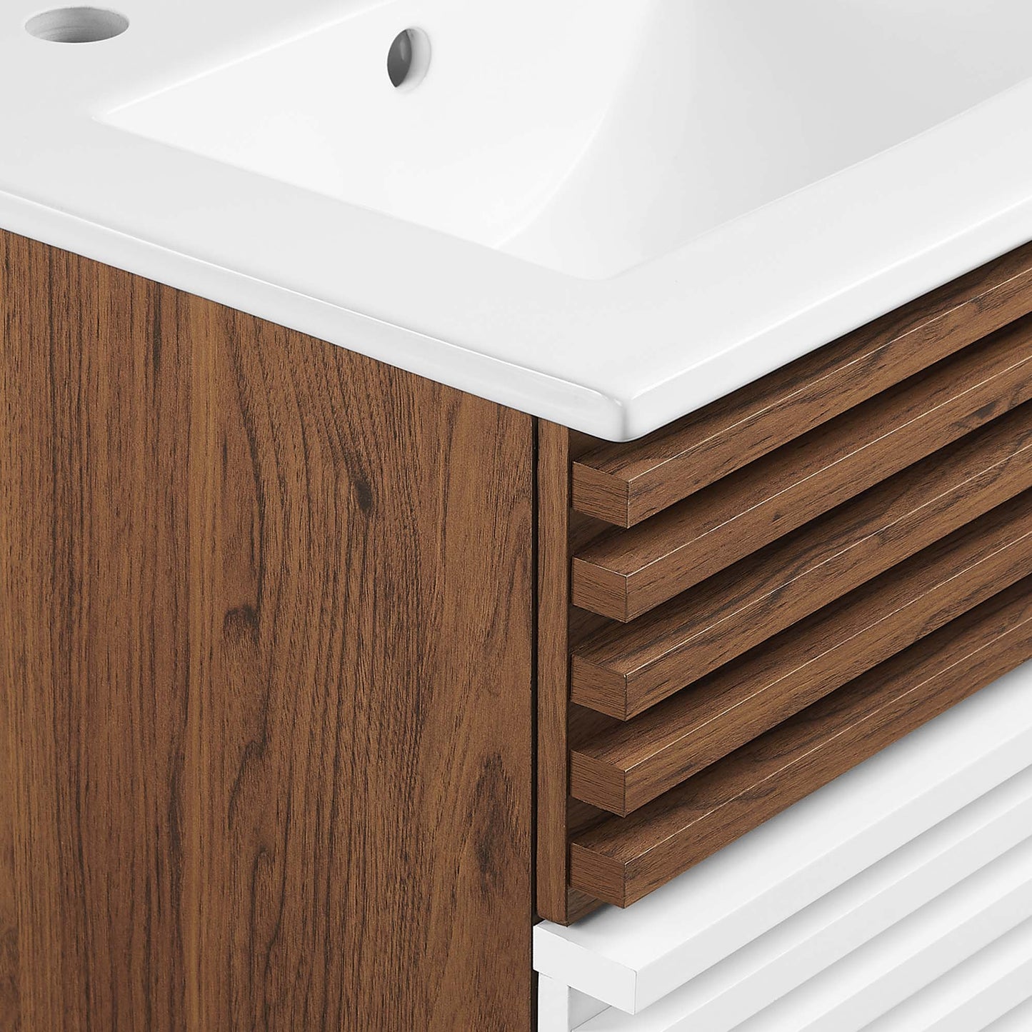 Modway Outlet Render 18" Wall-Mount Bathroom Vanity by Modway  Bathroom Furniture White Walnut White - EEI-5419-WHI-WAL-WHI