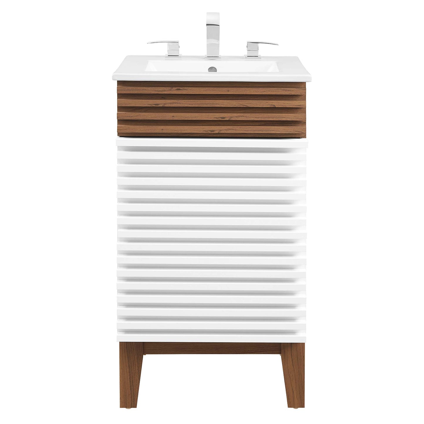 Modway Outlet Render 18" Bathroom Vanity Cabinet by Modway  Bathroom Furniture White Walnut White - EEI-5420-WHI-WAL-WHI