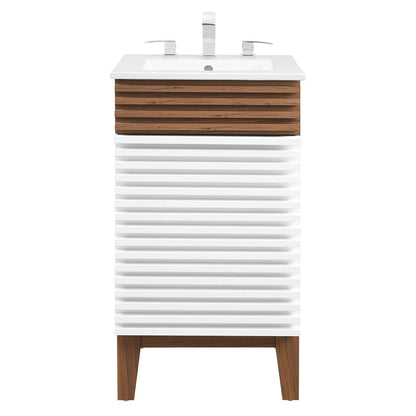 Modway Outlet Render 18" Bathroom Vanity Cabinet by Modway  Bathroom Furniture White Walnut White - EEI-5420-WHI-WAL-WHI