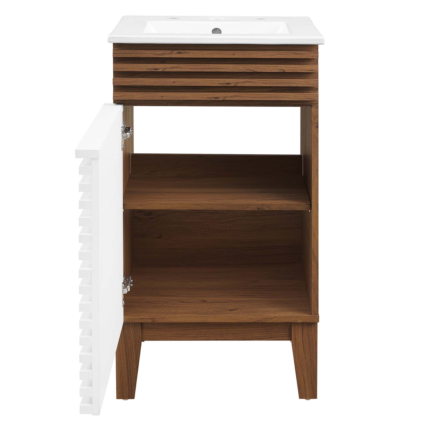 Modway Outlet Render 18" Bathroom Vanity Cabinet by Modway  Bathroom Furniture White Walnut White - EEI-5420-WHI-WAL-WHI