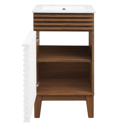 Modway Outlet Render 18" Bathroom Vanity Cabinet by Modway  Bathroom Furniture White Walnut White - EEI-5420-WHI-WAL-WHI
