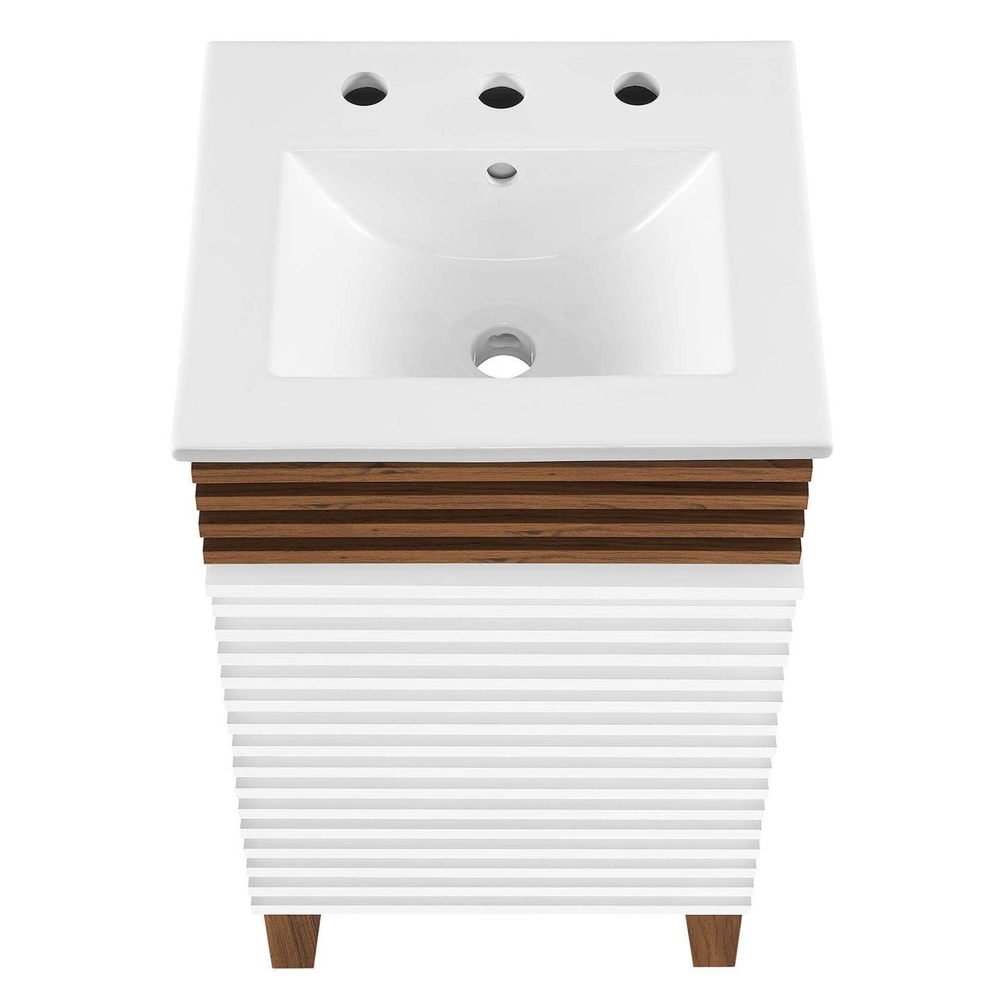 Modway Outlet Render 18" Bathroom Vanity Cabinet by Modway  Bathroom Furniture White Walnut White - EEI-5420-WHI-WAL-WHI
