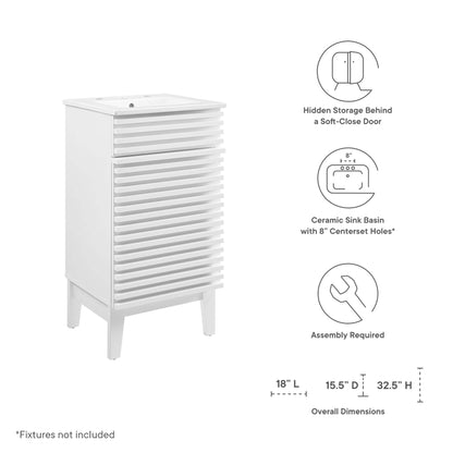Modway Outlet Render 18" Bathroom Vanity Cabinet by Modway  Bathroom Furniture White White - EEI-5420-WHI-WHI
