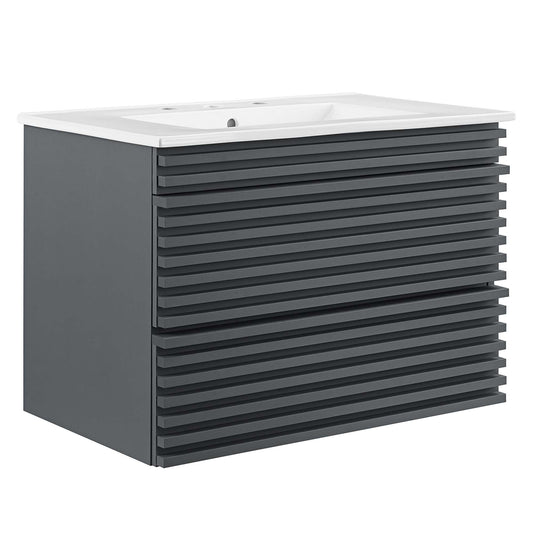 Modway Outlet Render 30" Wall-Mount Bathroom Vanity by Modway  Bathroom Furniture Gray White - EEI-5421-GRY-WHI