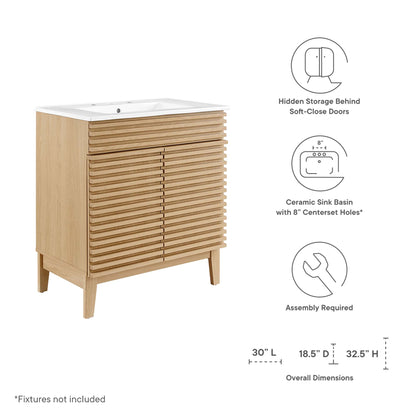 Modway - Render 30" Bathroom Vanity Cabinet by Modway  Bathroom Vanities White - EEI-5422-OAK-WHI