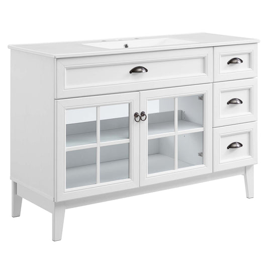 Modway Outlet Isle 48" Bathroom Vanity Cabinet by Modway  Bathroom Furniture White White - EEI-5427-WHI-WHI