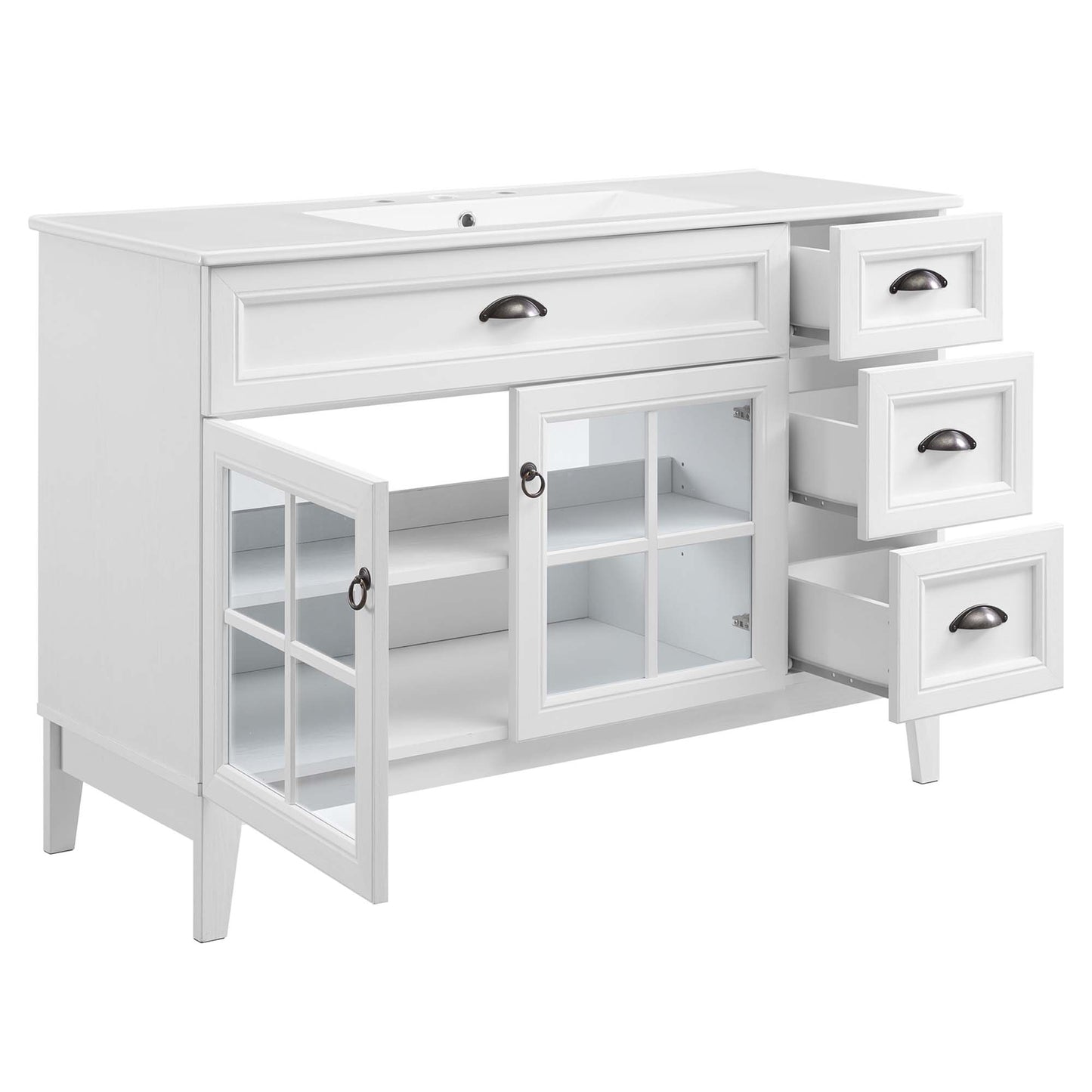 Modway Outlet Isle 48" Bathroom Vanity Cabinet by Modway  Bathroom Furniture White White - EEI-5427-WHI-WHI