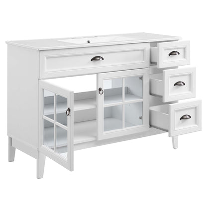 Modway Outlet Isle 48" Bathroom Vanity Cabinet by Modway  Bathroom Furniture White White - EEI-5427-WHI-WHI