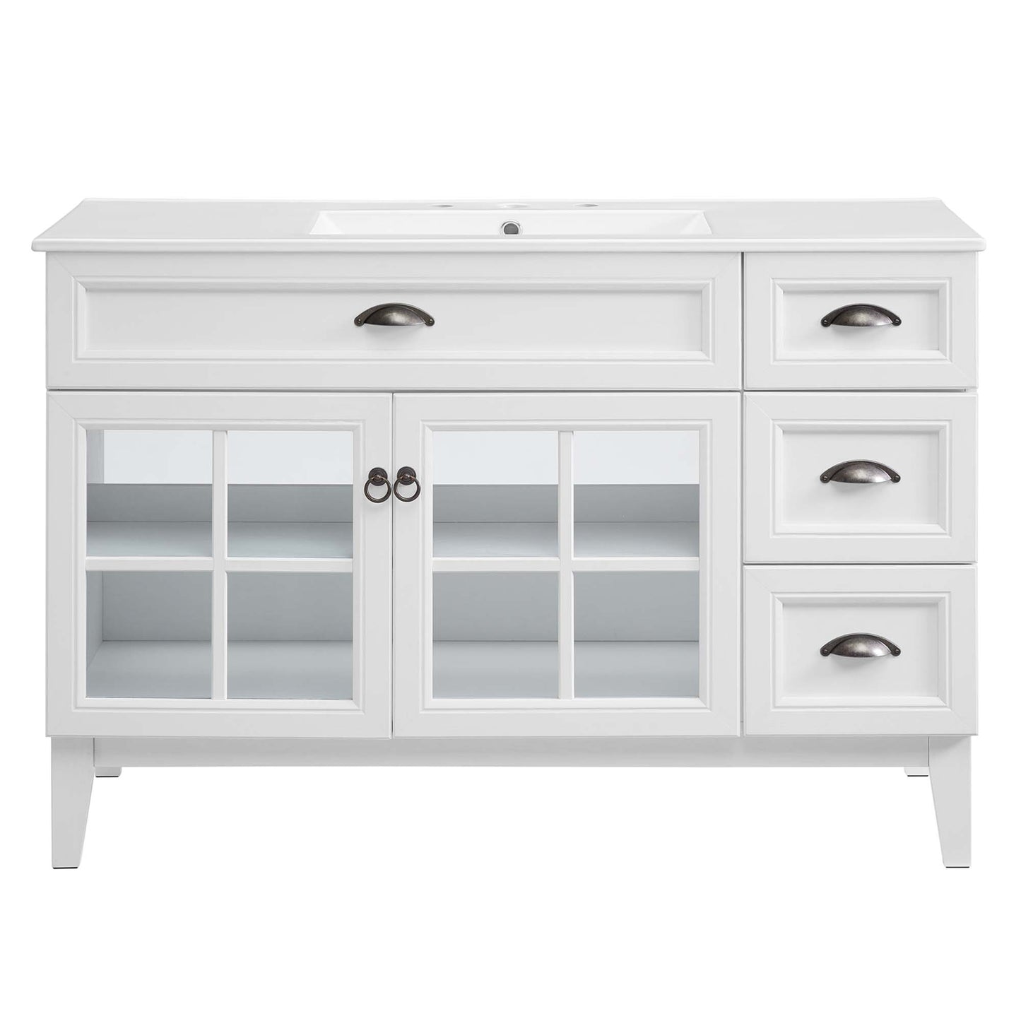Modway Outlet Isle 48" Bathroom Vanity Cabinet by Modway  Bathroom Furniture White White - EEI-5427-WHI-WHI