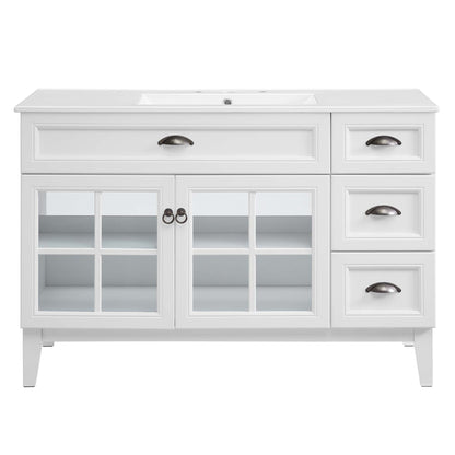 Modway Outlet Isle 48" Bathroom Vanity Cabinet by Modway  Bathroom Furniture White White - EEI-5427-WHI-WHI
