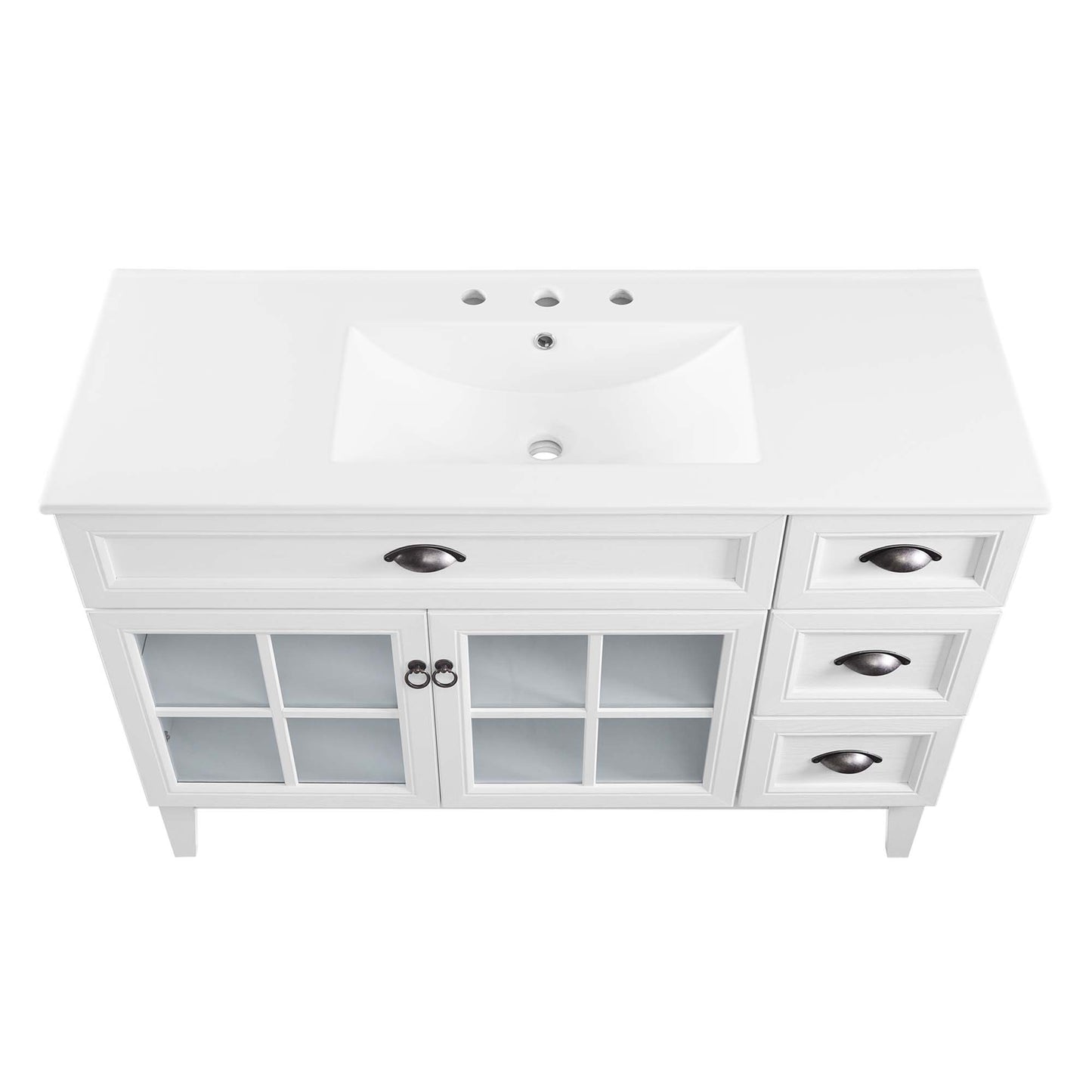 Modway Outlet Isle 48" Bathroom Vanity Cabinet by Modway  Bathroom Furniture White White - EEI-5427-WHI-WHI