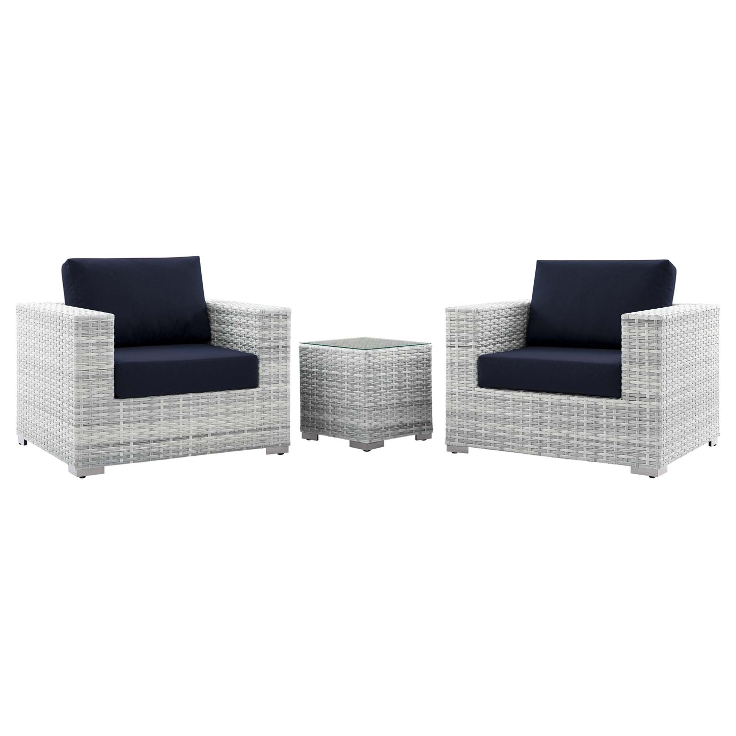 Modway - Convene 3-Piece Outdoor Patio Set by Modway  Outdoor Furniture Sofa Sectionals Blue - EEI-5444-LGR-NAV