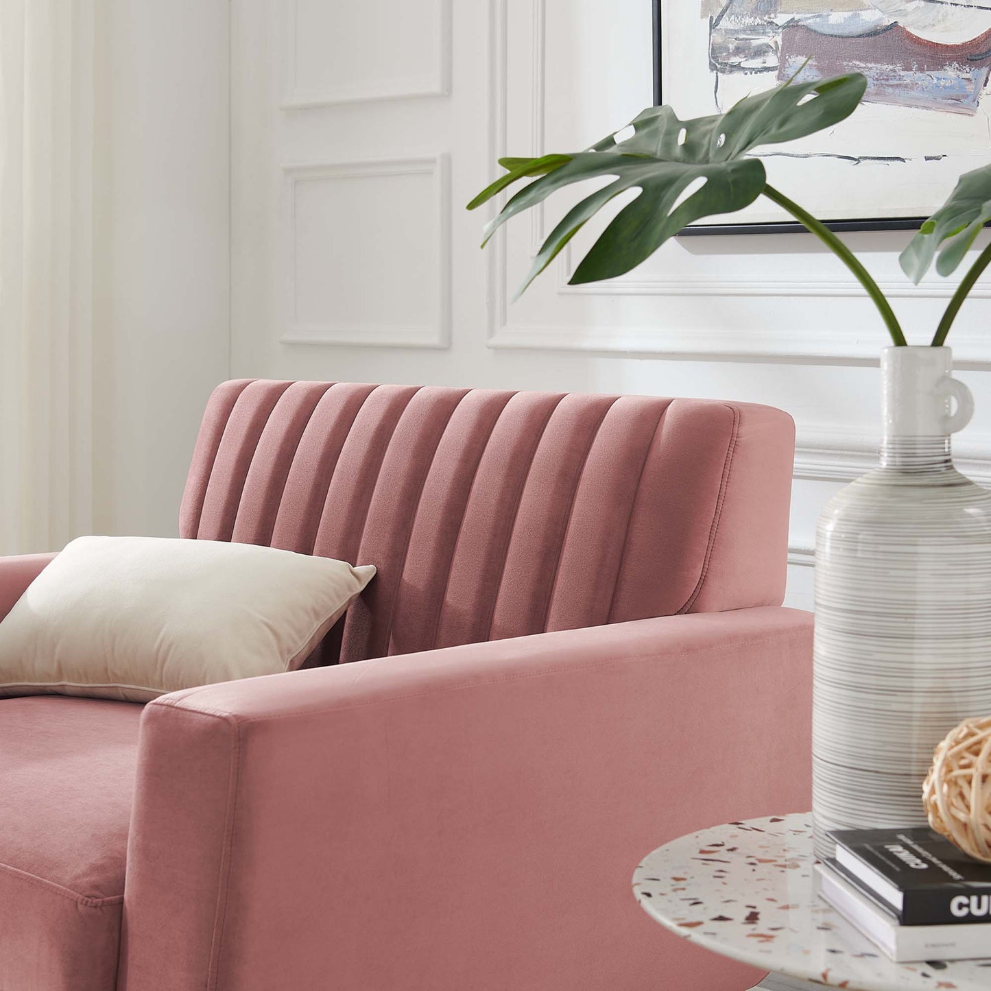 Modway Outlet Engage Channel Tufted Performance Velvet Armchair by Modway  Living Room Furniture Dusty Rose - EEI-5457-DUS