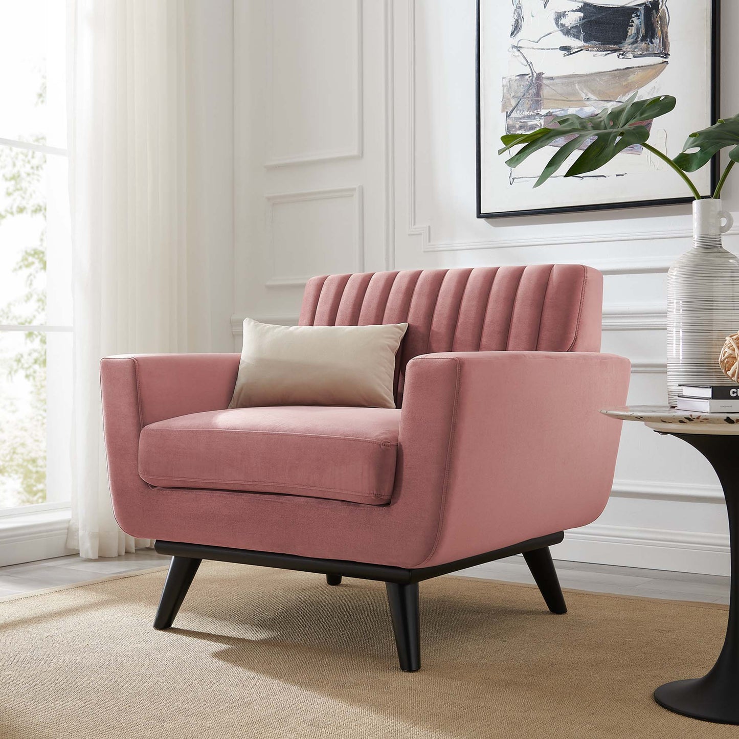 Modway Outlet Engage Channel Tufted Performance Velvet Armchair by Modway  Living Room Furniture Dusty Rose - EEI-5457-DUS