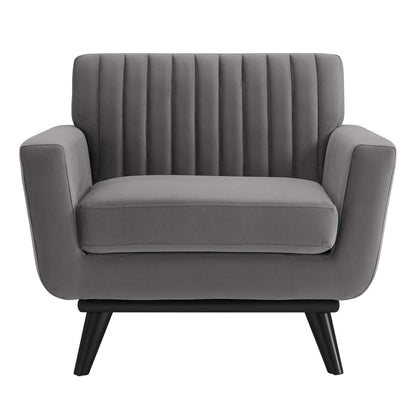 Modway Outlet Engage Channel Tufted Performance Velvet Armchair by Modway  Living Room Furniture Gray - EEI-5457-GRY