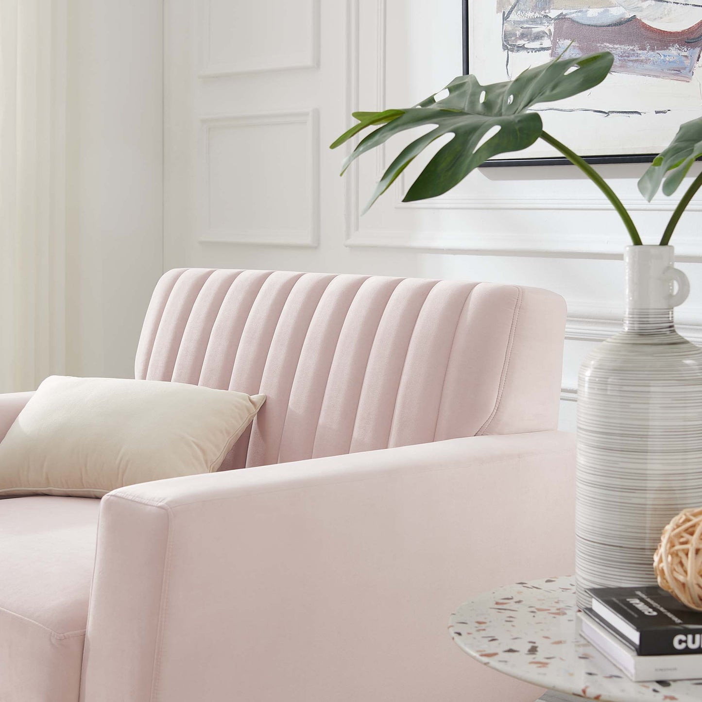 Modway Outlet Engage Channel Tufted Performance Velvet Armchair by Modway  Living Room Furniture Pink - EEI-5457-PNK