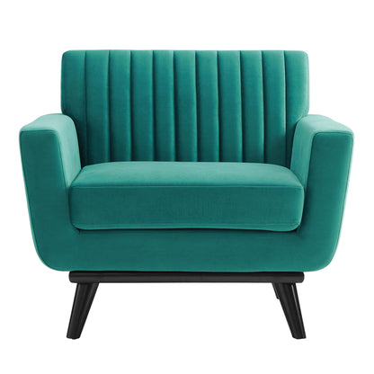 Modway Outlet Engage Channel Tufted Performance Velvet Armchair by Modway  Living Room Furniture Teal - EEI-5457-TEA