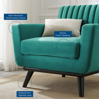 Modway Outlet Engage Channel Tufted Performance Velvet Armchair by Modway  Living Room Furniture Teal - EEI-5457-TEA