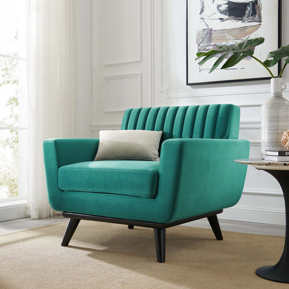 Modway Outlet Engage Channel Tufted Performance Velvet Armchair by Modway  Living Room Furniture Teal - EEI-5457-TEA