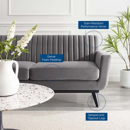 Modway Outlet Engage Channel Tufted Performance Velvet Loveseat by Modway  Living Room Furniture Gray - EEI-5458-GRY