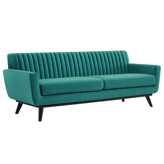 Modway Outlet Engage Channel Tufted Performance Velvet Sofa by Modway  Living Room Furniture Teal - EEI-5459-TEA