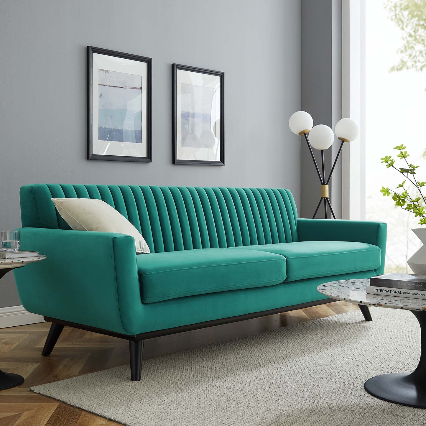 Modway Outlet Engage Channel Tufted Performance Velvet Sofa by Modway  Living Room Furniture Teal - EEI-5459-TEA