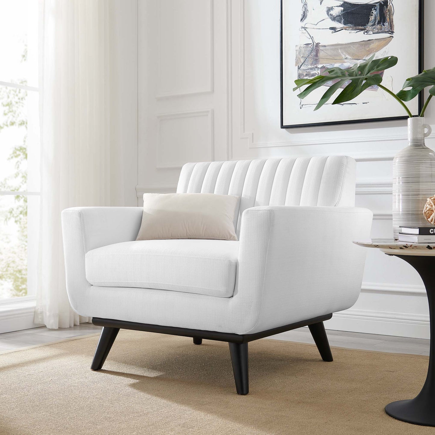 Modway Outlet Engage Channel Tufted Fabric Armchair by Modway  Living Room Furniture White - EEI-5460-WHI