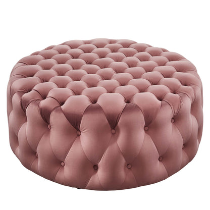 Modway - Amour Tufted Button Large Round Performance Velvet Ottoman by Modway  Living Room Sofas and Armchairs Red - EEI-5469-DUS