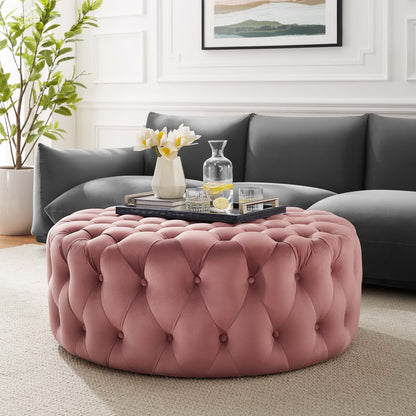 Modway - Amour Tufted Button Large Round Performance Velvet Ottoman by Modway  Living Room Sofas and Armchairs Red - EEI-5469-DUS