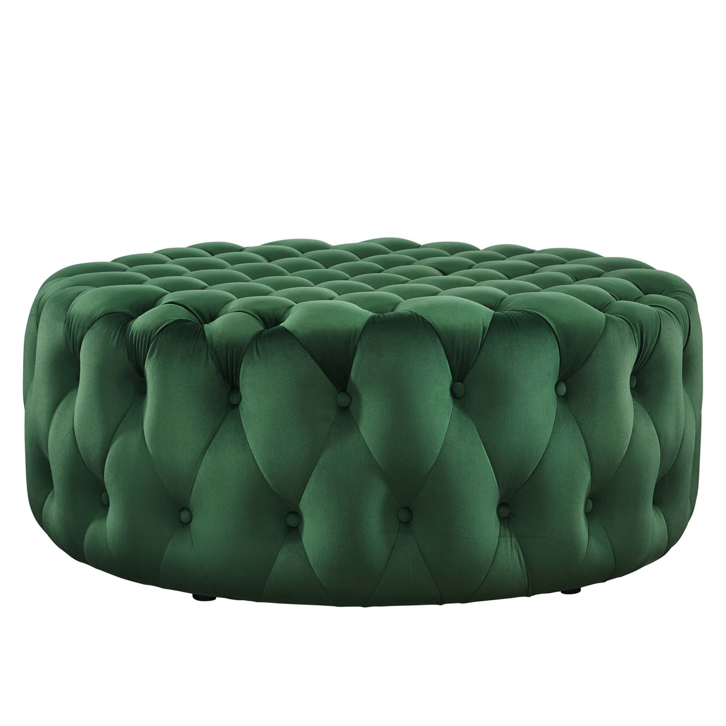 Modway - Amour Tufted Button Large Round Performance Velvet Ottoman by Modway  Living Room Sofas and Armchairs Green - EEI-5469-EME
