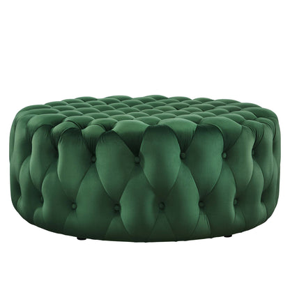 Modway - Amour Tufted Button Large Round Performance Velvet Ottoman by Modway  Living Room Sofas and Armchairs Green - EEI-5469-EME